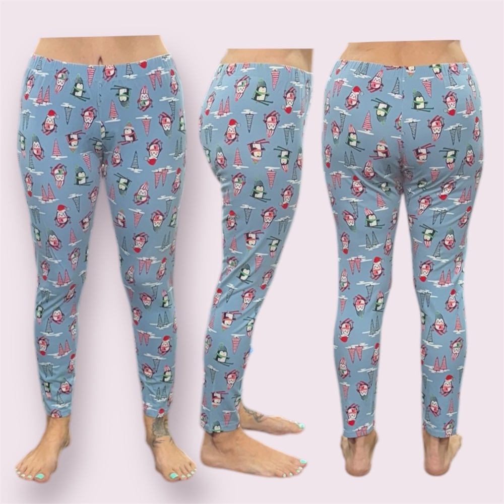 Blue Leggings with Penguin Print